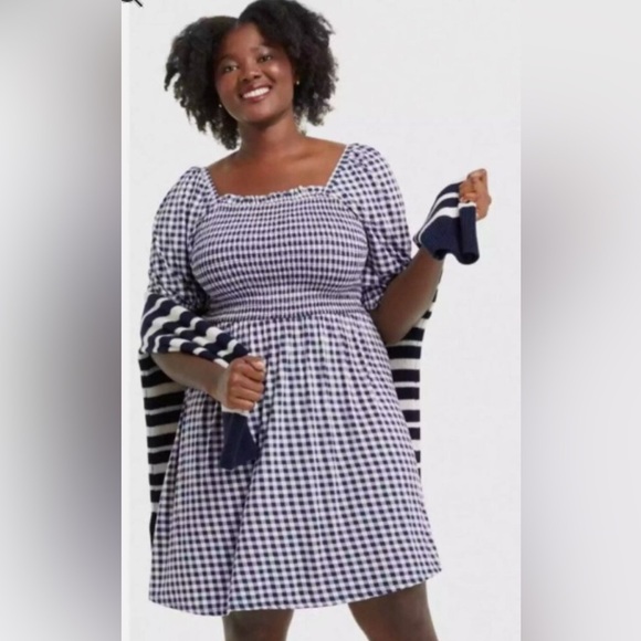 Draper James Blue & White Gingham Dress - Size Large - Picture 1 of 6